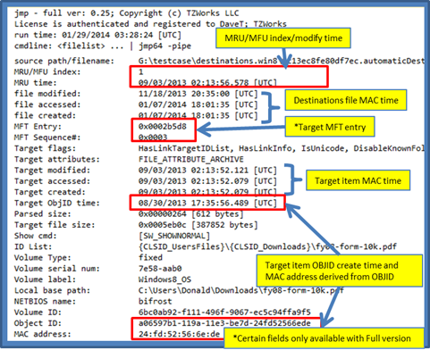 jmp Default output