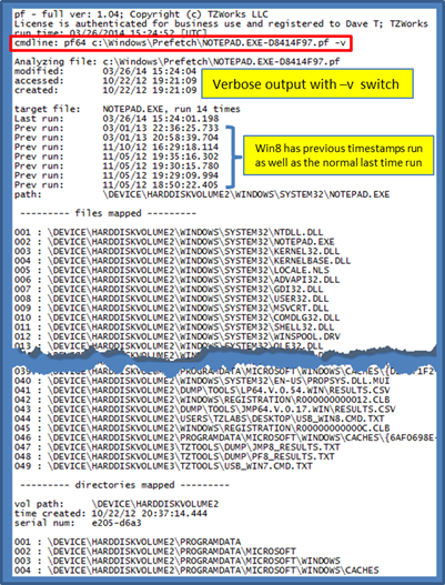 pf's verbose output