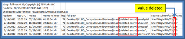 Output when
a value is deleted